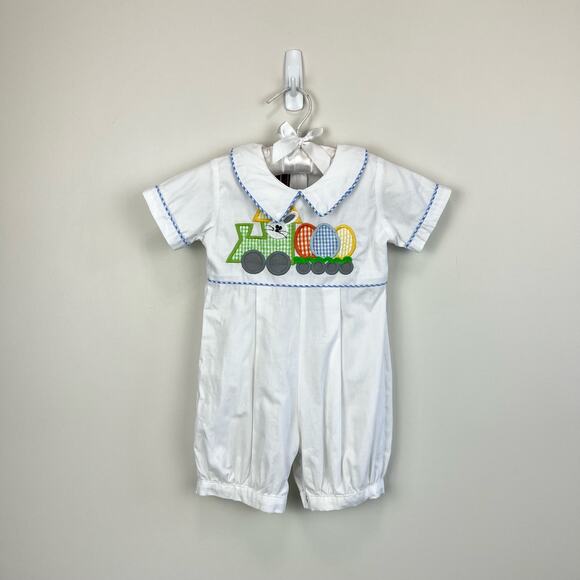 Lil Cactus Applique Easter Bunny Shortall Romper 6-12 Months - Picture 1 of 6